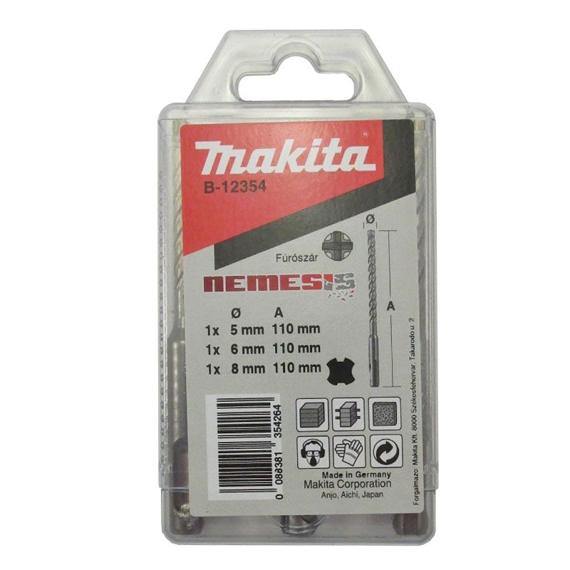 MAKITA B-12354 SDS PLUS BETONFÚRÓ KÉSZLET D05,6,8*110/3db-os NEMESIS BETON ÉS KŐZETFÚRÓK MAKITA B-12354 SDS PLUS BETONFÚRÓ KÉSZLET D05,6,8*110/3db-os NEMESIS BETON ÉS KŐZETFÚRÓK