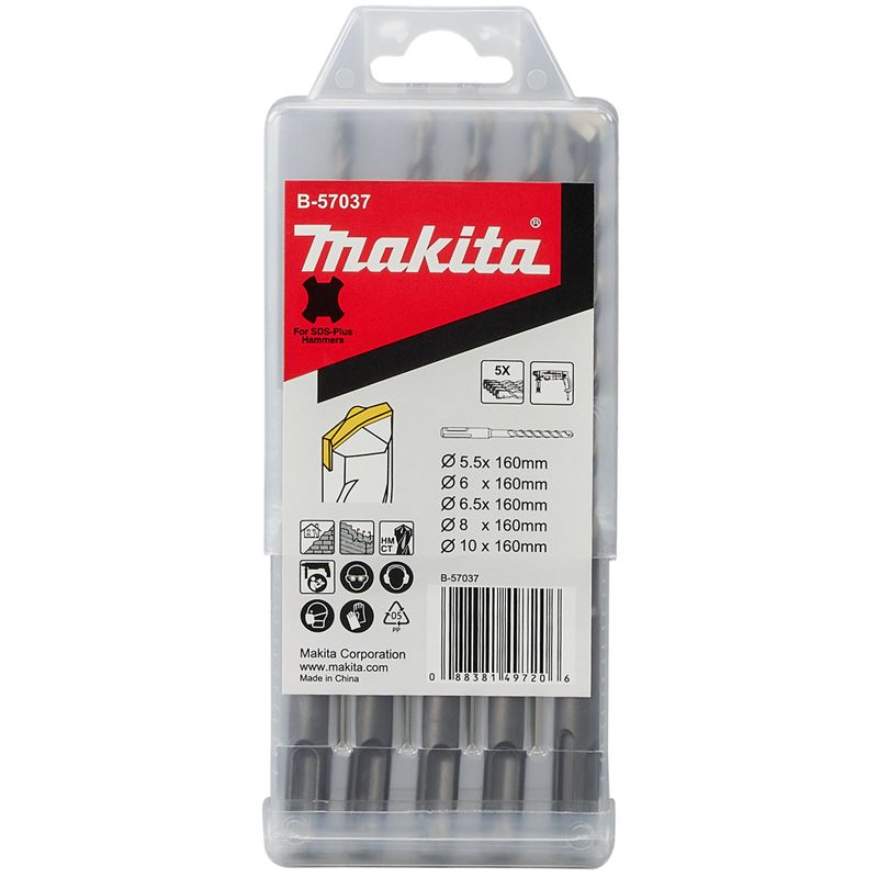 MAKITA B-57037 SDS PLUS BETONFÚRÓ KÉSZLET 05dbos/5.5,6,6.5,8,10/ NEMSIS  KÉSZLETEK