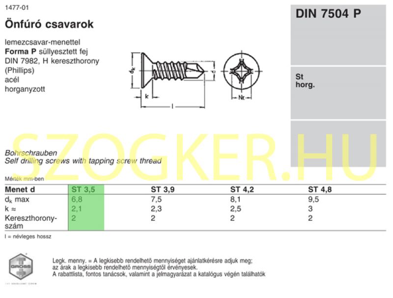 LEMEZCSAVAR ÖNFÚR.SFKH D6.3*35 SZÁRNYAS PLATÓ HG. LEMEZCSAVAR ÖNFÚR.SFKH D6.3*35 SZÁRNYAS PLATÓ HG.
