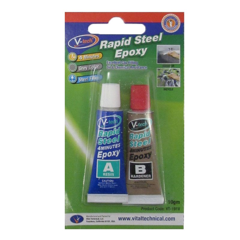 RAGASZTÓ EPOXY 4 PERCES SZÜRKE GYORS KÖTÉSŰ V-TECH RAPID STEEL RAGASZTÓ EPOXY 4 PERCES SZÜRKE GYORS KÖTÉSŰ V-TECH RAPID STEEL