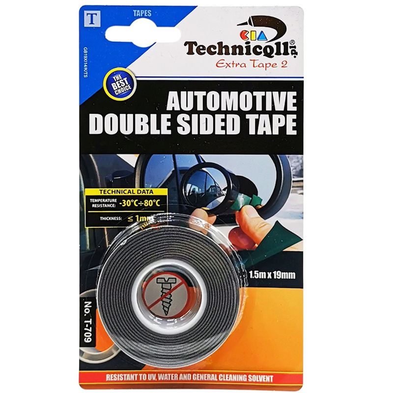 KÉTOLDALAS RAGASZTÓSZALAG 1.5M*19mm AUTÓS RAGASZTÓ TECHNICOLL T-709 SZALAGOK KÉTOLDALAS RAGASZTÓSZALAG 1.5M*19mm AUTÓS RAGASZTÓ TECHNICOLL T-709 SZALAGOK