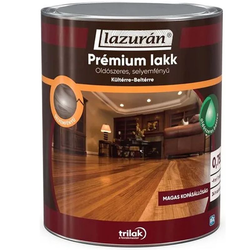 LAKK PRÉMIUM 0.75L SELYEMFÉNYŰ KÜLTÉRRE-BELTÉRRE LAZURÁN 130000499 SZERELÉSI, KARBANTARTÁSI ANYAG