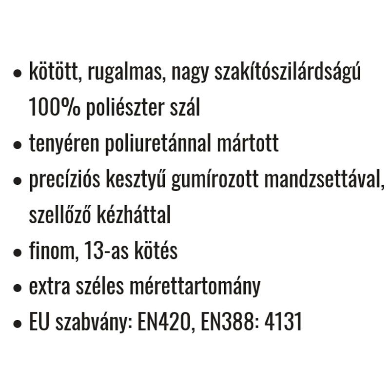 VÉDŐKESZTYŰ PRECÍZIÓS SZÜRKE 9 MÁRTOTT TENYÉR PU COVERGUARD 6029