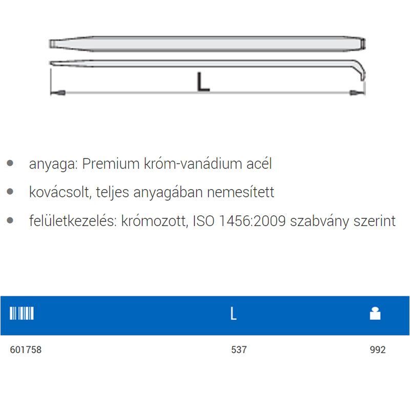 UNIOR 601758 FESZÍTŐVAS 537mm 300/5A  ÉPÍTŐIPARI SZERSZÁMOK