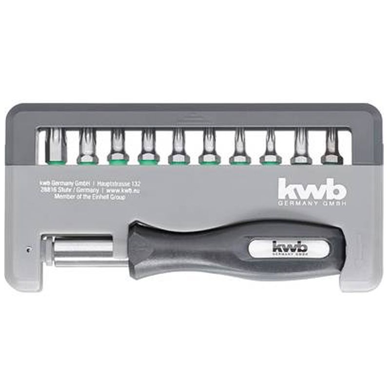 BEHAJTÓHEGY KÉSZLET 12 RÉSZES T10-40 , BIZTONSÁGI TORX 20,25 KWB 49151040 BIT ÉS BEHAJTÓ HEGYEK