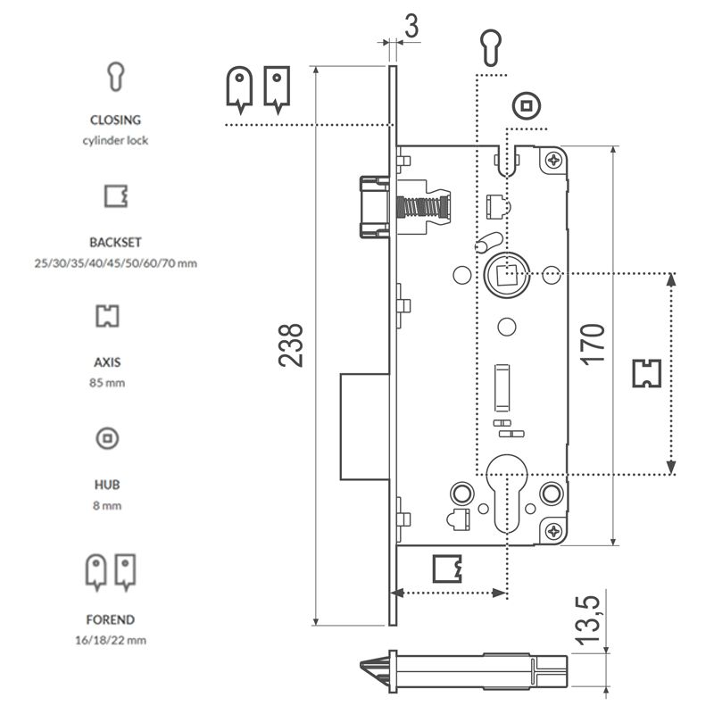 ZÁRTEST BEVÉSŐ CILINDERES 70/85/22/8 KEREK SR. ELŐLAP AGB B808527003 SICUREZZA 2.0 AJTÓZÁR ZÁRTEST BEVÉSŐ CILINDERES 70/85/22/8 KEREK SR. ELŐLAP AGB B808527003 SICUREZZA 2.0 AJTÓZÁR