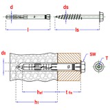 HOML.RÖGZ. ÉK D12*260 HLF TORX MINDEN ÉPÍTŐANYAG.ANYAGV:190mm SMART SM0RPCN011202603 KERET ÉS TOKRÖGZÍTÉS