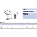 SZÁRNYAS CSAVAR M6*10 DIN 316 HG. IMPORT SPECIÁLIS KÖTŐELEMEK