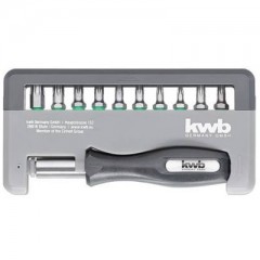 BEHAJTÓHEGY KÉSZLET 12 RÉSZES T10-40 , BIZTONSÁGI TORX 20,25 KWB 49151040 BIT ÉS BEHAJTÓ HEGYEK